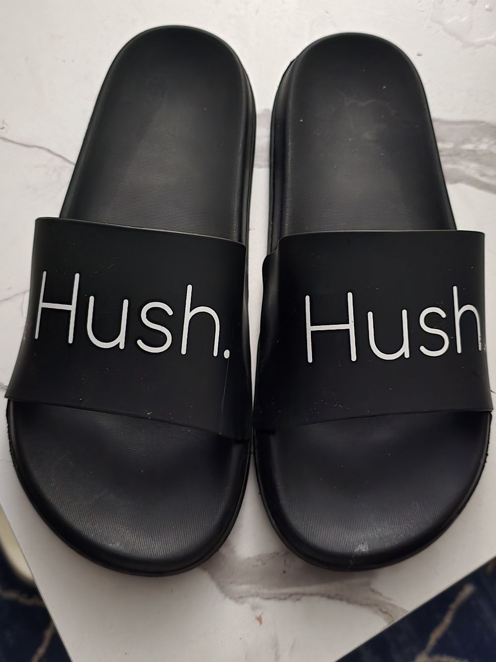 Hush. Black Slide Sandals for Men